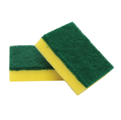 Scourer Sponge - Green and Yellow 15cm x 10cm (10/pkt) Packet