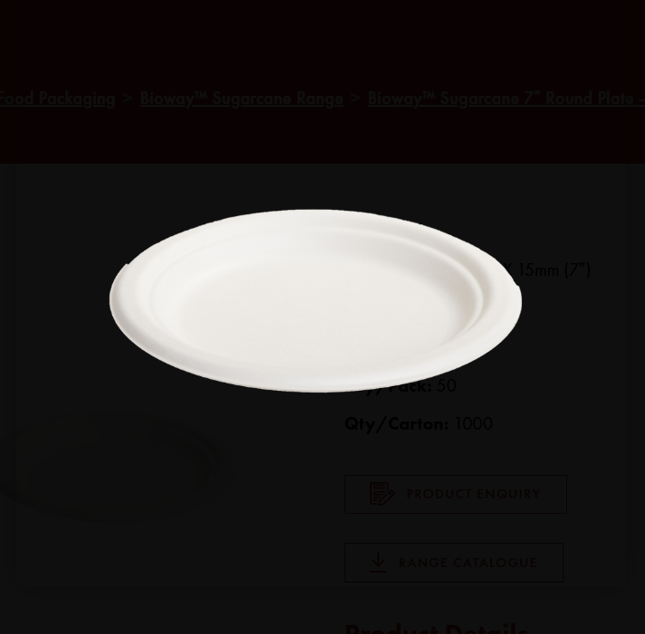 Plate - Sugarcane Round 7" Box (1000)