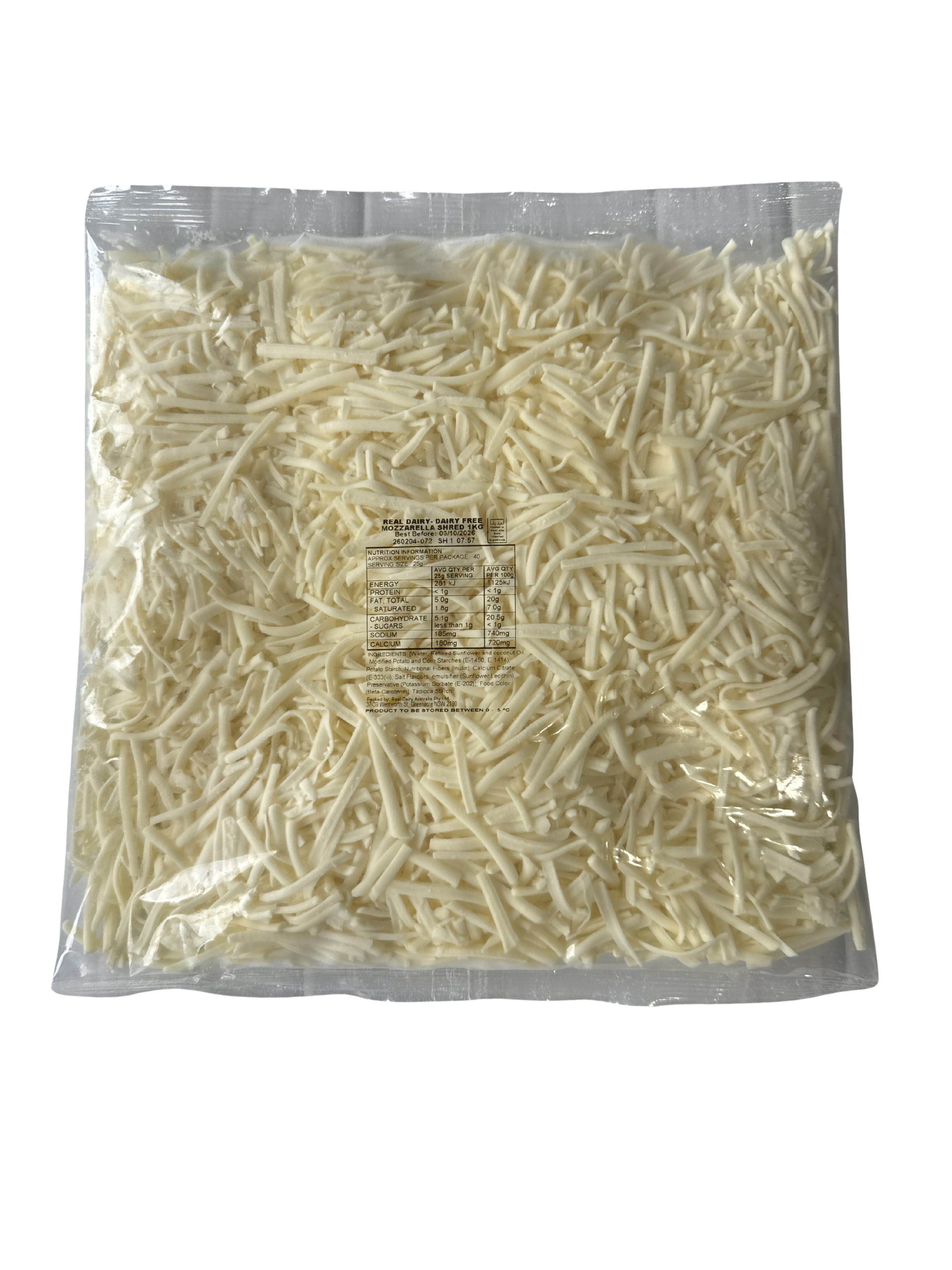Mozzarella - Shredded Dairy Free Vegan Real Dairy Each (1kg)