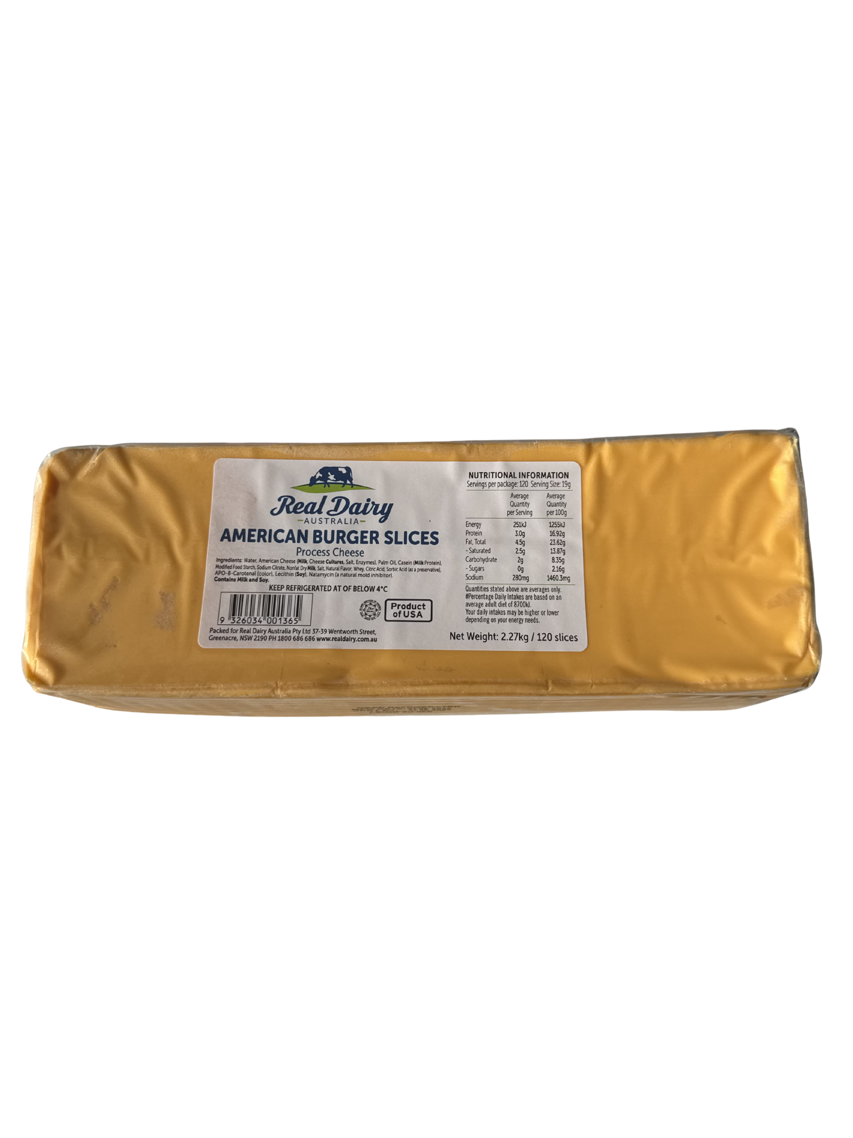 Cheese - Slices American Burger Real Dairy Each (2.27kg)