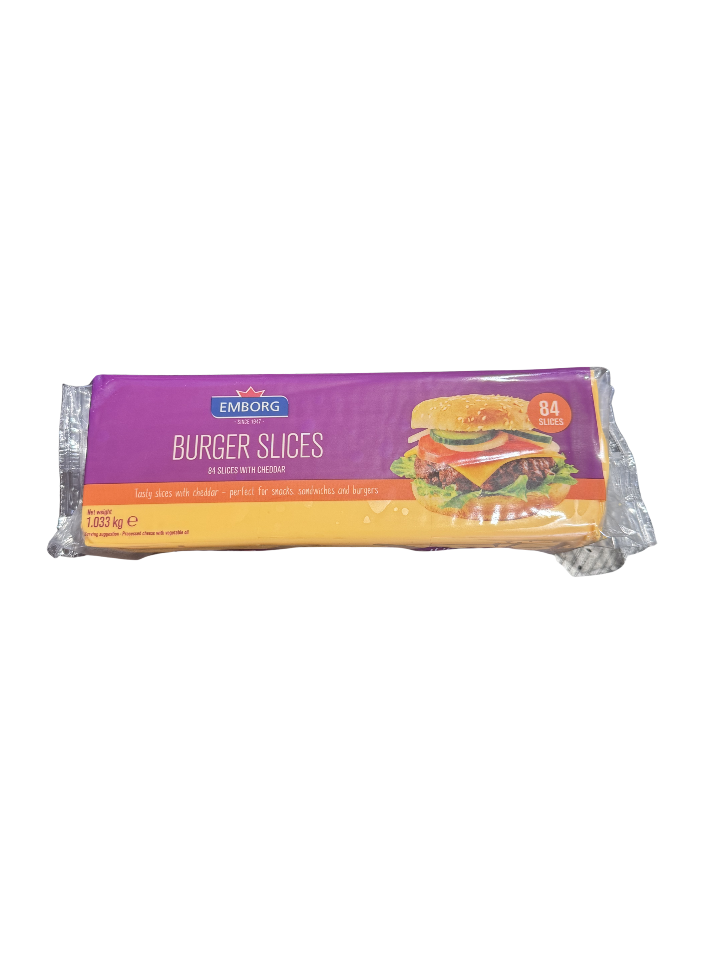 Cheese Burger Slices Cheddar 1.033kg (84 Slices)