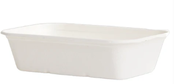 Sugarcane Rectangular Container white. 1000Mml (125) *Sleeve