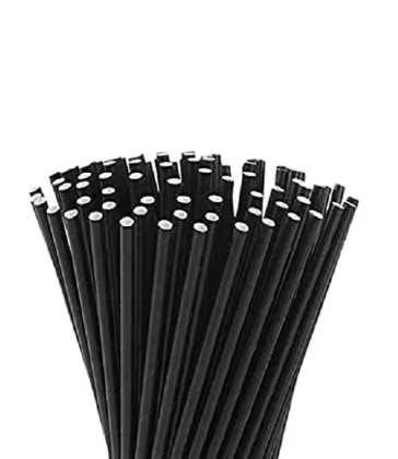 Paper Straw Jumbo 10mm Black Packet (250)