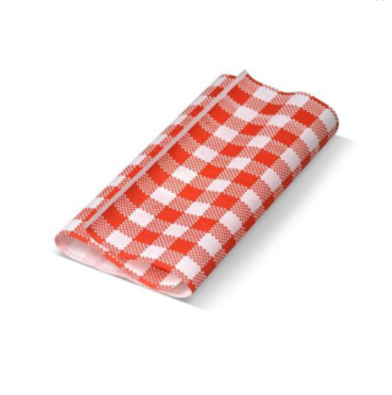 Paper Red Greaseproof Gingham 190x300mm Pack (200)