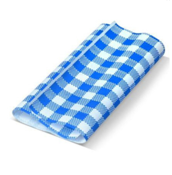 Paper - Blue Greaseproof Gingham 190x300mm Pack (200)