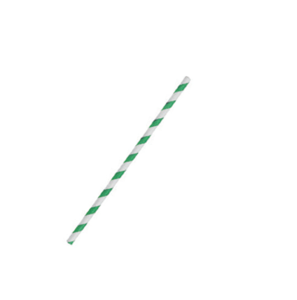 Straws Regular Paper Green Stripe (250)